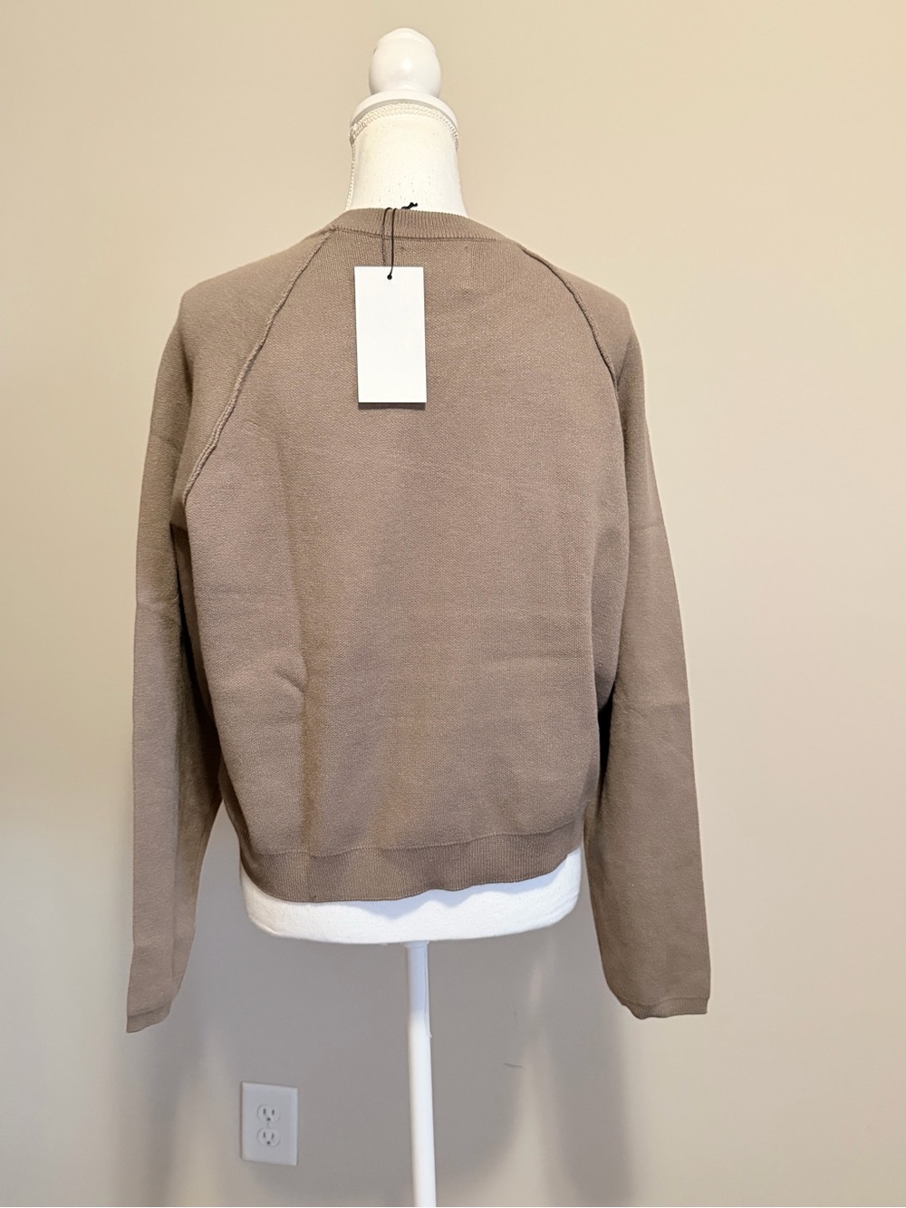 Stitches + Stripes Oversized Knit Sweater Sz Large Cozy Crewneck Soft Taupe NWT - Picture 5 of 9
